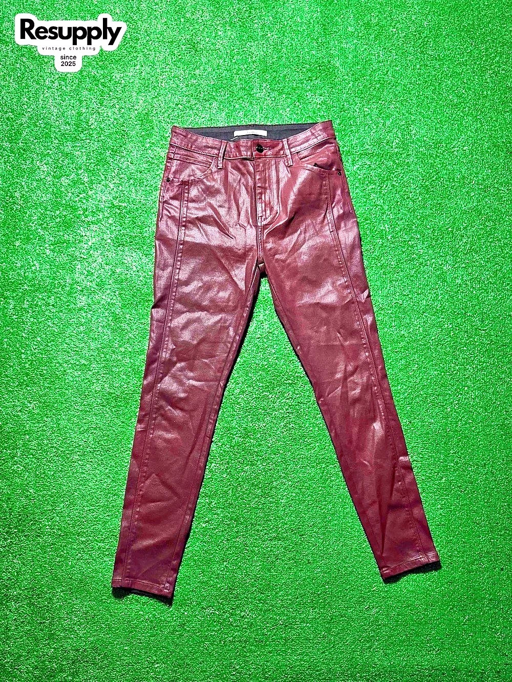 Sam Edelman The Stiletto High Rise Skinny Faux Leather Skinny Pants Burgundy